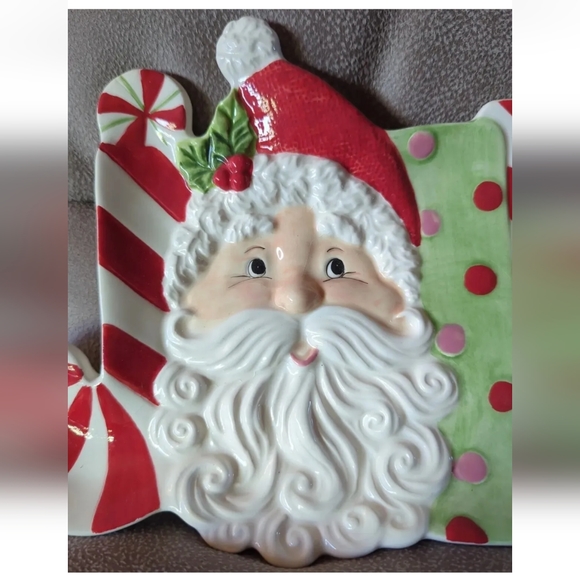 2009 Fitz & Floyd Snack Plate Santa "JOLLY" New in Box-Adorable Christmas Decor! - Picture 5 of 9